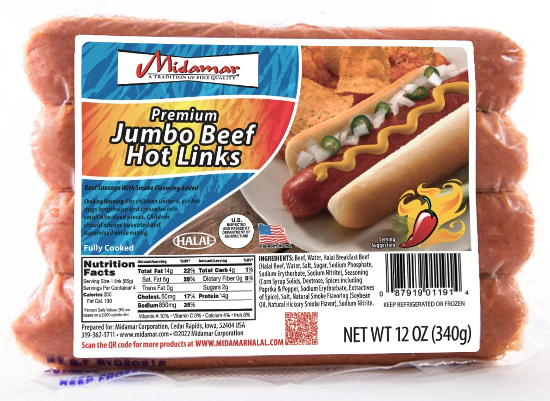 Midamar Beef Hotlink Jumbo