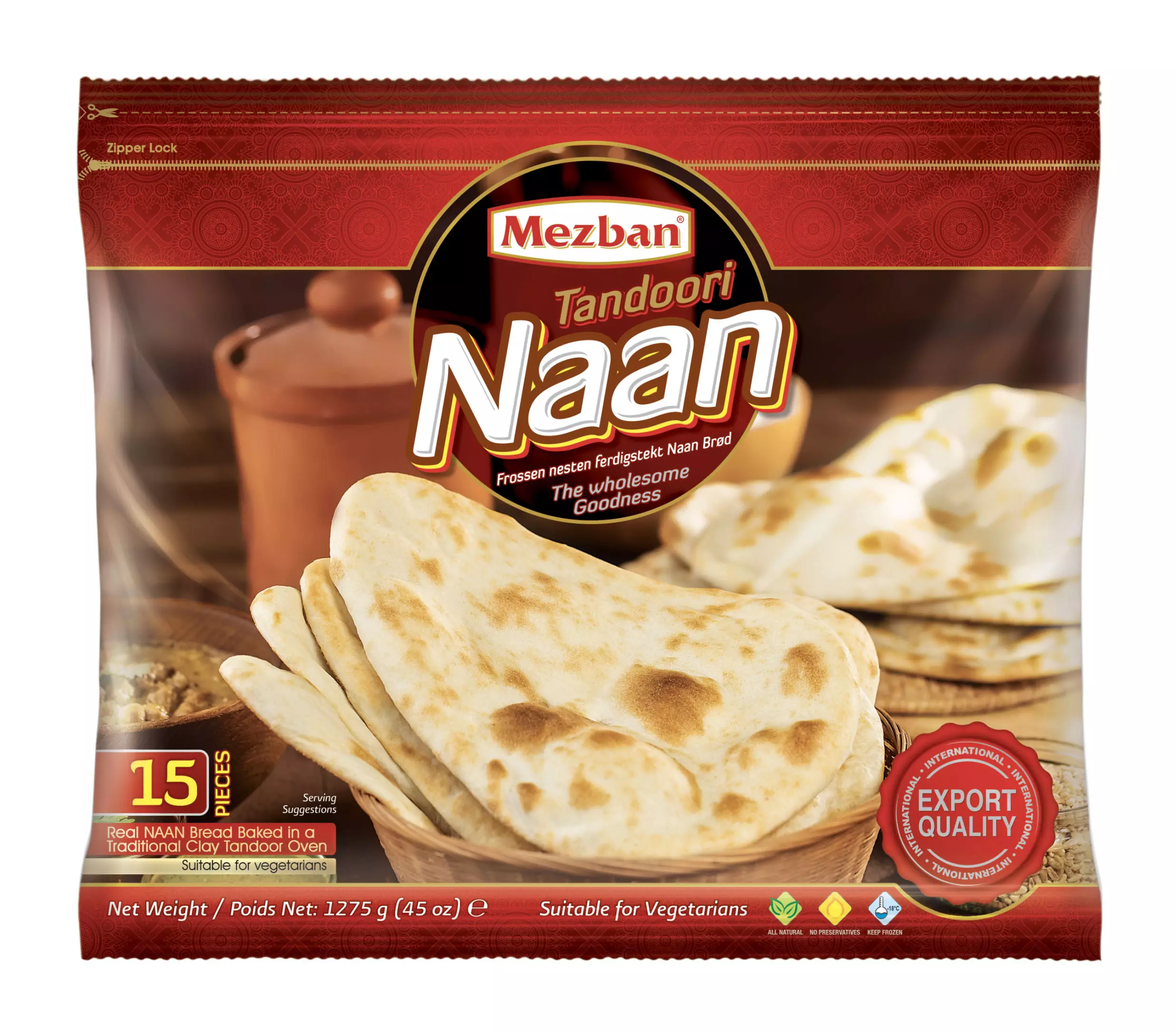 Mezban Tandoori Naan Value Pack (15Pcs)